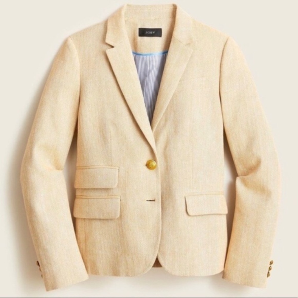 J.Crew Dalton Blazer Herringbone Honey Brown Ivory Size 2 NWT